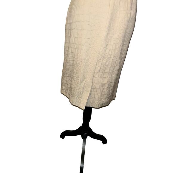 Alex Marie‎ Tan Textured Sheath Pencil Dress Pockets Geometric Office Work Sz 4 - Picture 5 of 12